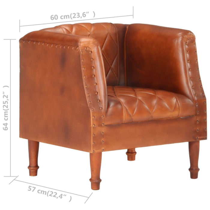Tub Chair Brown Real Goat Leather Gl7876616