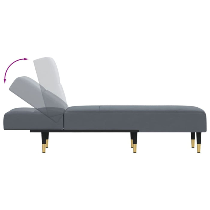 Chaise Longue Dark Grey Velvet Tpxnbk