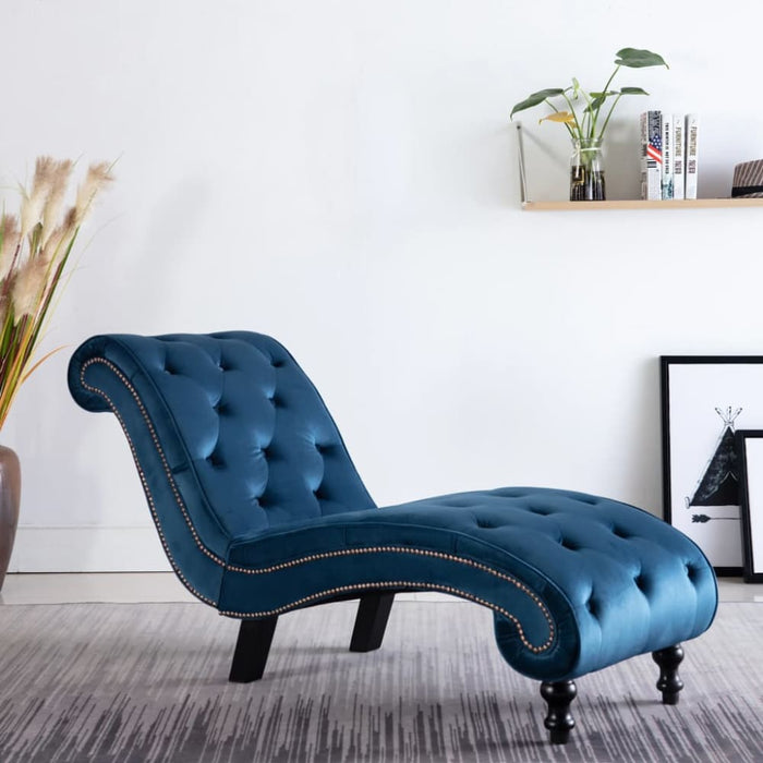 Chaise Lounge Blue Velvet Xanlbn