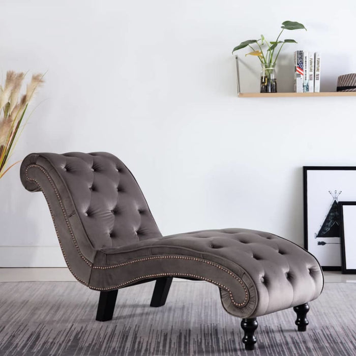 Chaise Lounge Grey Velvet Xanlbk