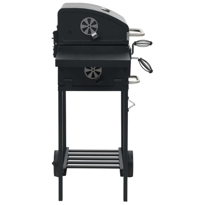 Charcoal - fueled Bbq Grill With Bottom Shelf Black Aaxnb
