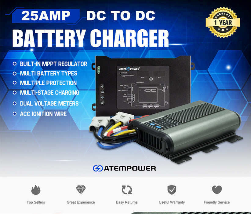 12V 25A Dc To Dc Battery Charger With Smart Hub Mppt Solar Dual Battery