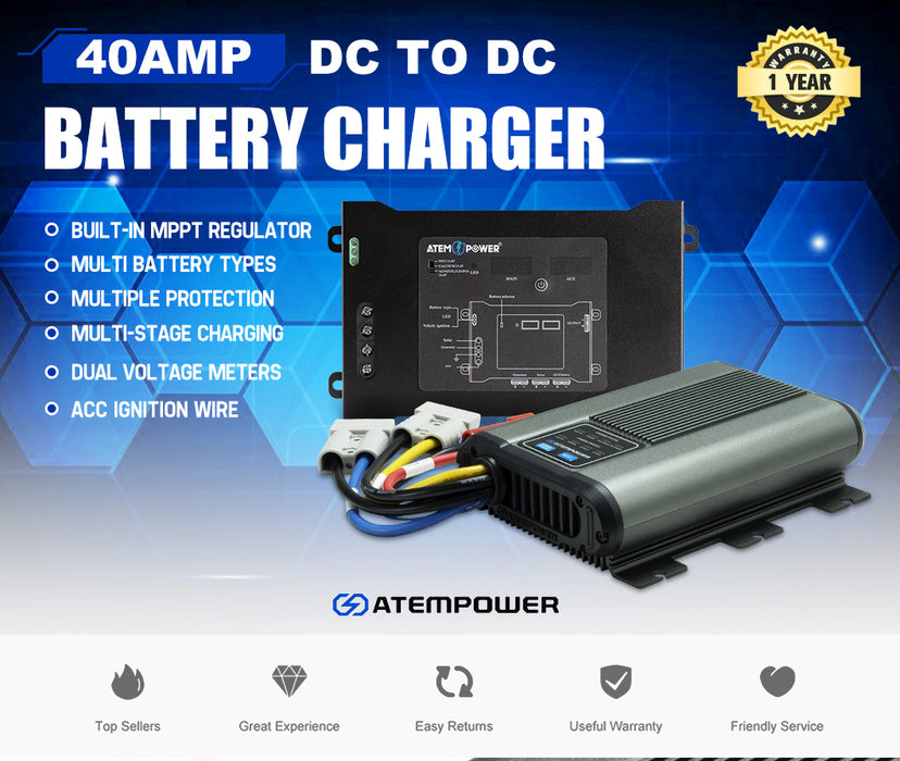 12V 40A Dc To Dc Battery Charger With Mppt Solar Dual Battery + Smart Hub