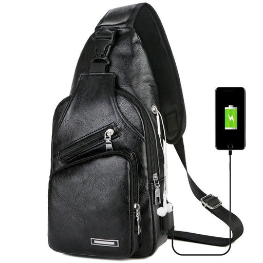 Usb Charging Chest Bag With Headset Hole Mens Multifunction