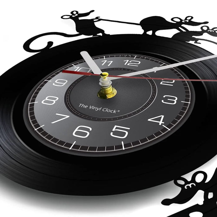 Charming Mouse and Cheese Vinyl Record Wall Clock