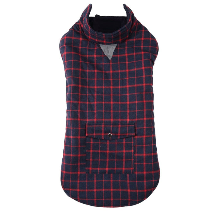 Check Design Warm Fleece Jacket for Dog