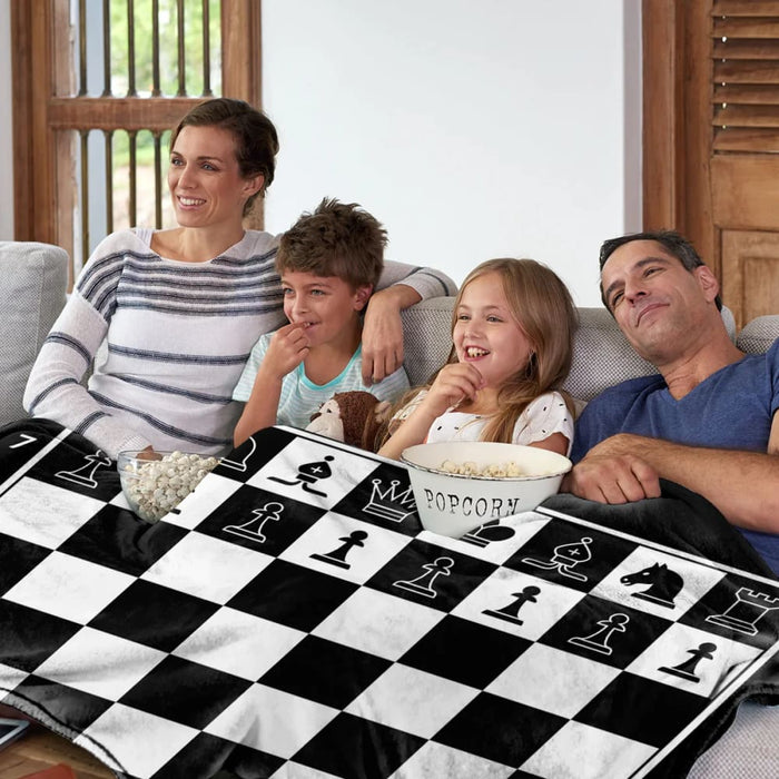 Checkered Chess Board Fleece Throw Blanket Warm