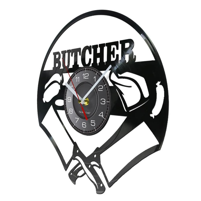 Chef Butcher Knives Vinyl Record Wall Clock