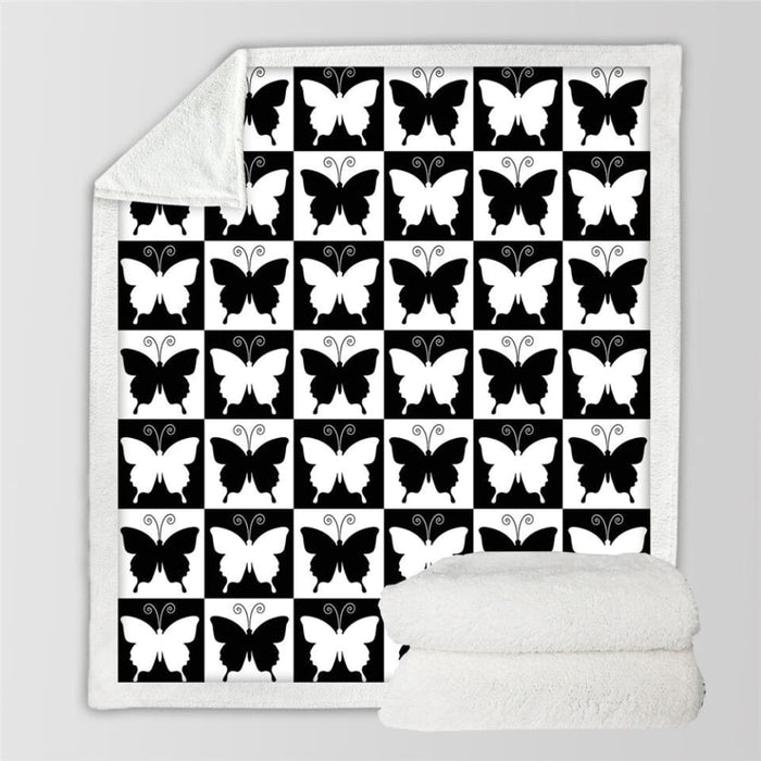 Chess Board Blankets For Beds Black And White Plush