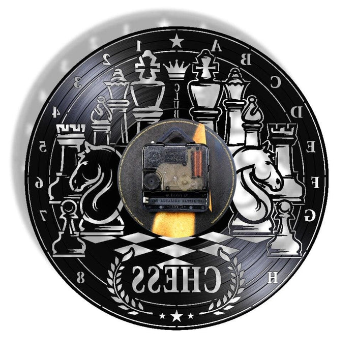 Chess Board Vinyl Record Lp Led Wall Clock Art Home