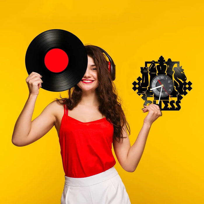 Chess Wall Clock Vinyl Record Art for Lovers