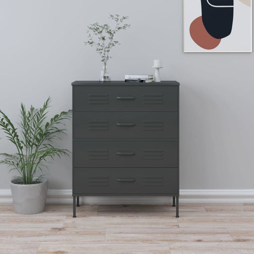 Chest of Drawers Anthracite 80x35x101.5 Cm Steel Ttlxba