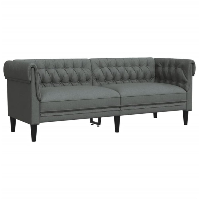Chesterfield Sofa 3-seater Dark Grey Fabric Tixppi
