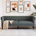 Chesterfield Sofa 3-seater Dark Grey Fabric Tixppi