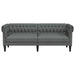 Chesterfield Sofa 3-seater Dark Grey Fabric Tixppi
