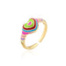 Chic Rainbow Enamel Love Heart Finger Rings Korean Candy