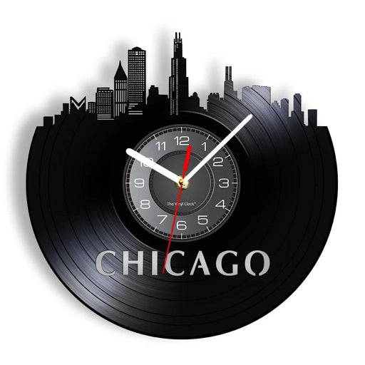 Chicago Skyline Vinyl Record Wall Clock