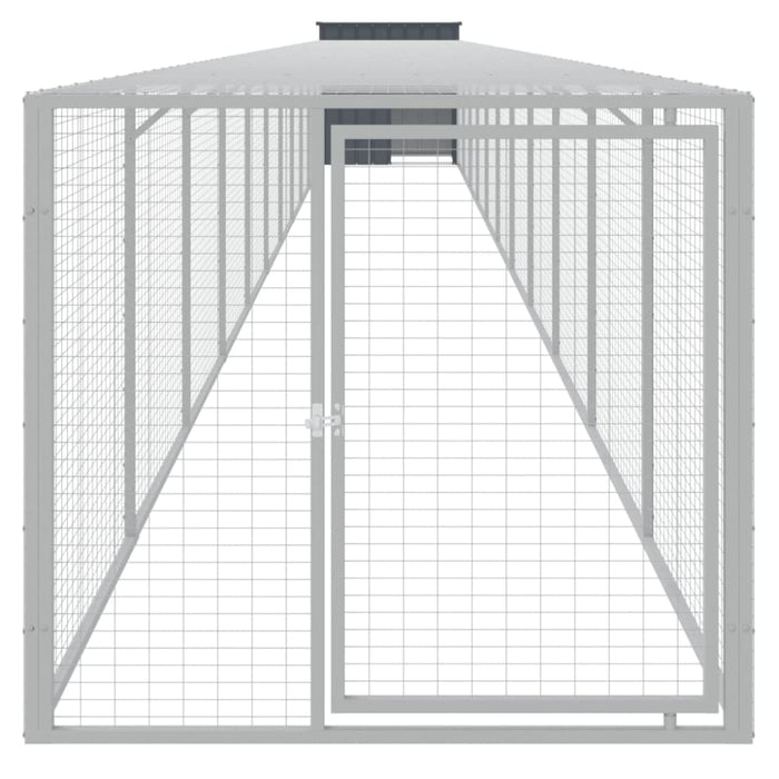 Chicken Cage With Run Anthracite 110x1221x110 Cm Galvanised
