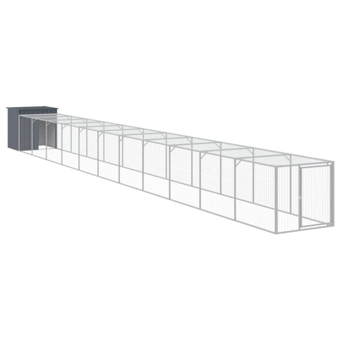 Chicken Cage With Run Anthracite 110x1221x110 Cm Galvanised