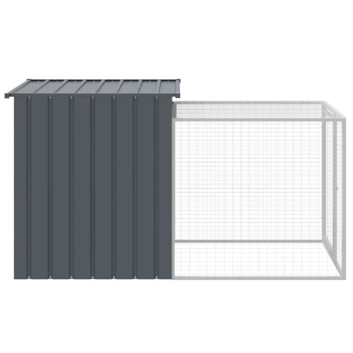 Chicken Cage With Run Anthracite 110x201x110 Cm Galvanised