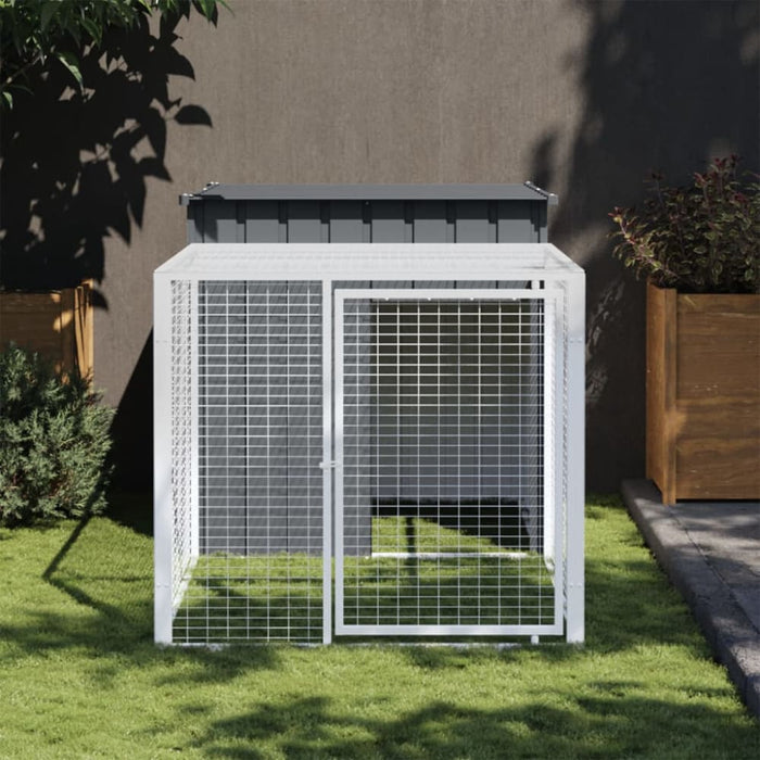 Chicken Cage With Run Anthracite 110x201x110 Cm Galvanised