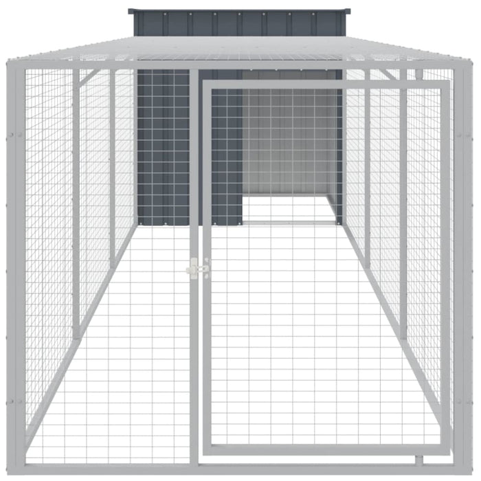 Chicken Cage With Run Anthracite 110x405x110 Cm Galvanised