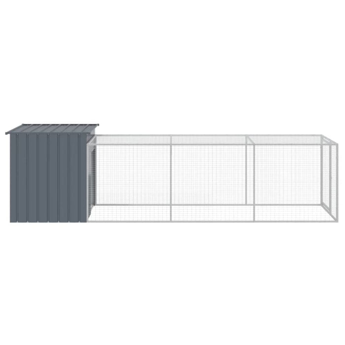 Chicken Cage With Run Anthracite 110x405x110 Cm Galvanised