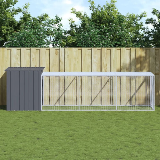Chicken Cage With Run Anthracite 110x405x110 Cm Galvanised