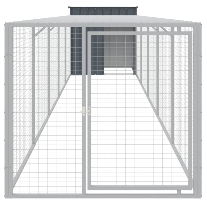Chicken Cage With Run Anthracite 110x609x110 Cm Galvanised