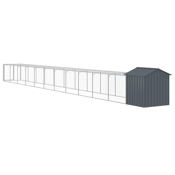 Chicken Cage With Run Anthracite 117x1221x123 Cm Galvanised