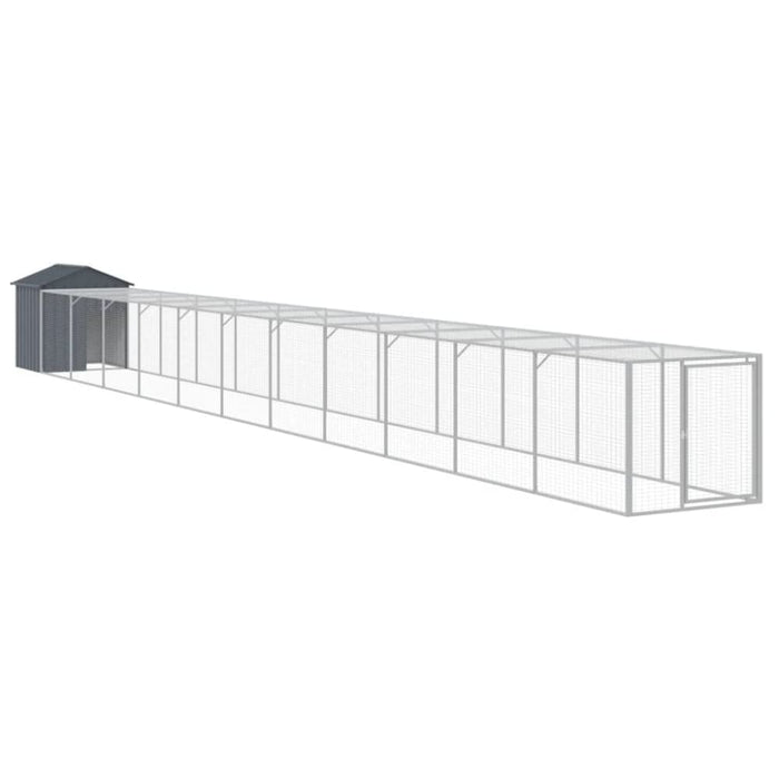 Chicken Cage With Run Anthracite 117x1221x123 Cm Galvanised