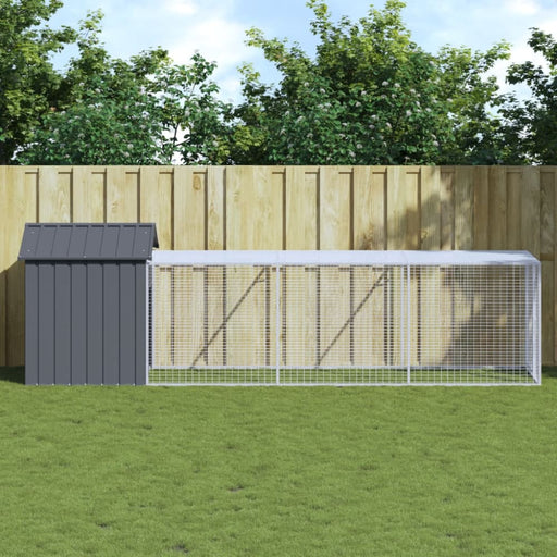Chicken Cage With Run Anthracite 117x405x123 Cm Galvanised