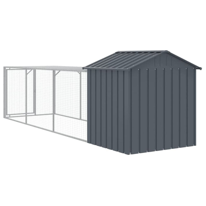 Chicken Cage With Run Anthracite 117x405x123 Cm Galvanised