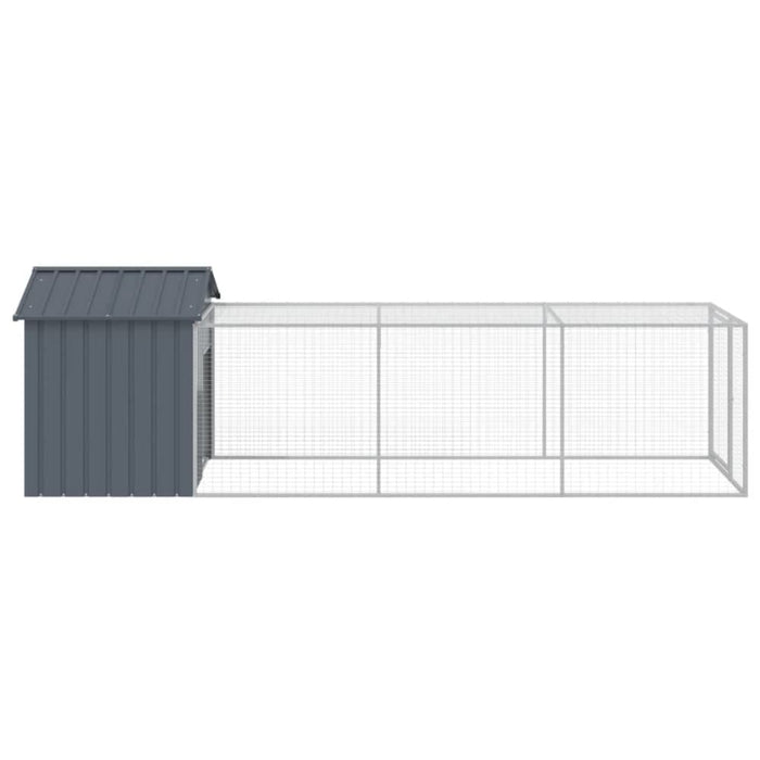 Chicken Cage With Run Anthracite 117x405x123 Cm Galvanised