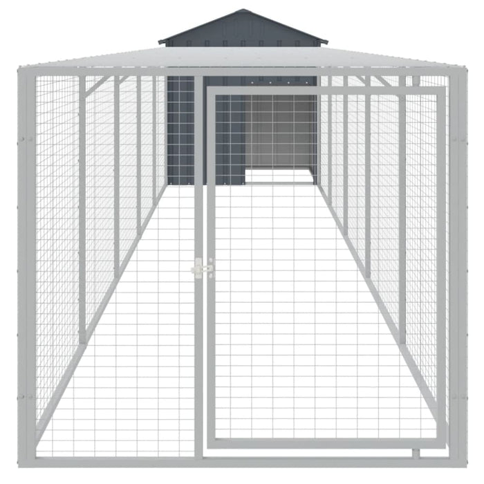 Chicken Cage With Run Anthracite 117x609x123 Cm Galvanised