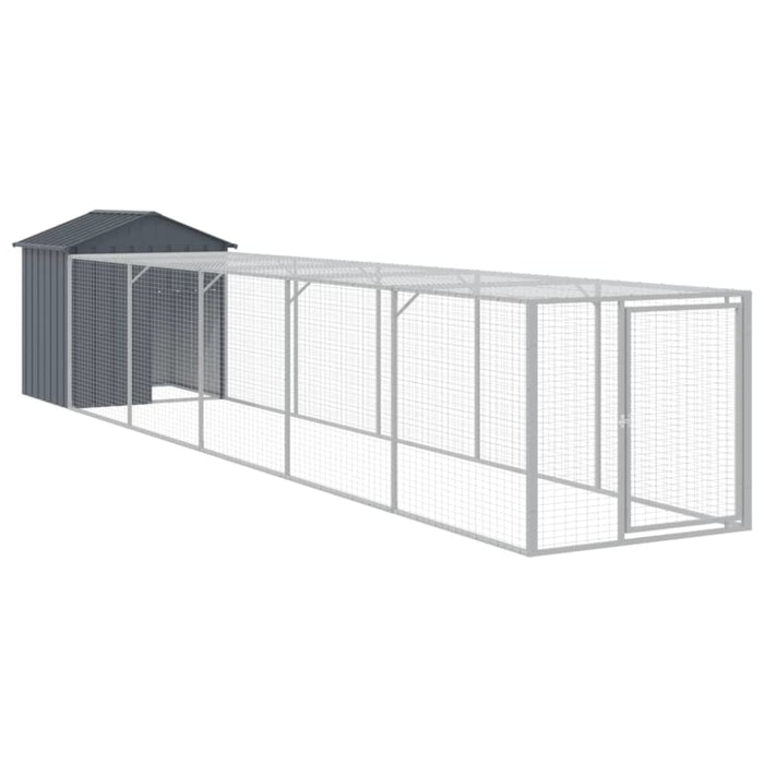 Chicken Cage With Run Anthracite 117x609x123 Cm Galvanised