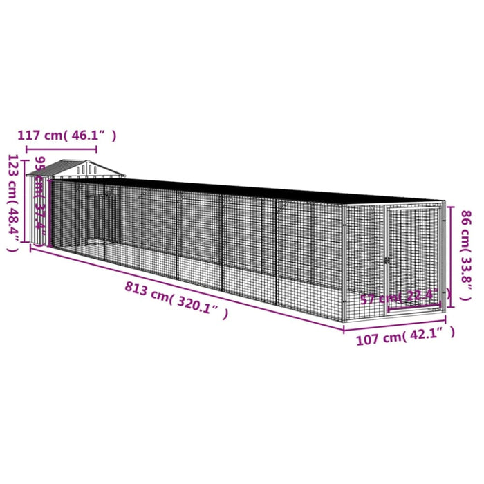 Chicken Cage With Run Anthracite 117x813x123 Cm Galvanised