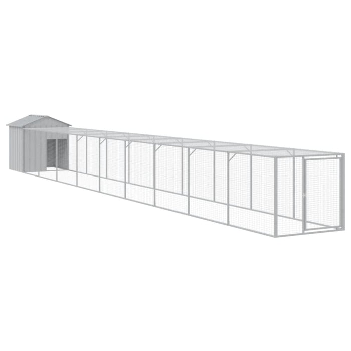 Chicken Cage With Run Light Grey 117x1017x123 Cm Galvanised