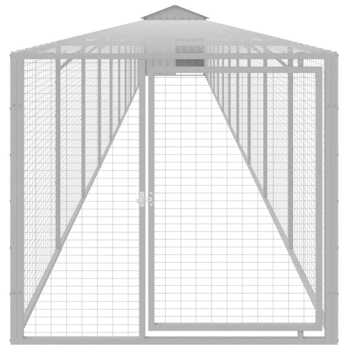 Chicken Cage With Run Light Grey 117x1221x123 Cm Galvanised