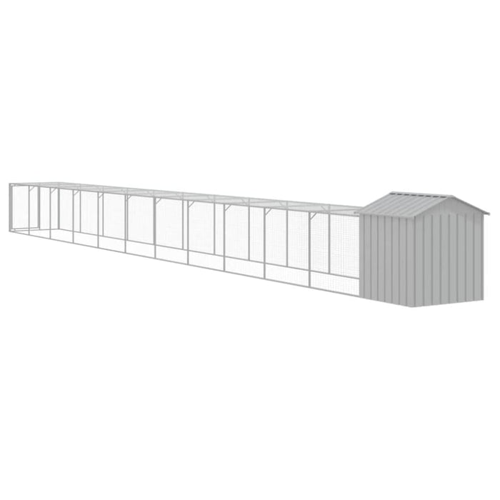 Chicken Cage With Run Light Grey 117x1221x123 Cm Galvanised