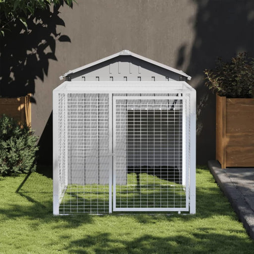 Chicken Cage With Run Light Grey 117x201x123 Cm Galvanised