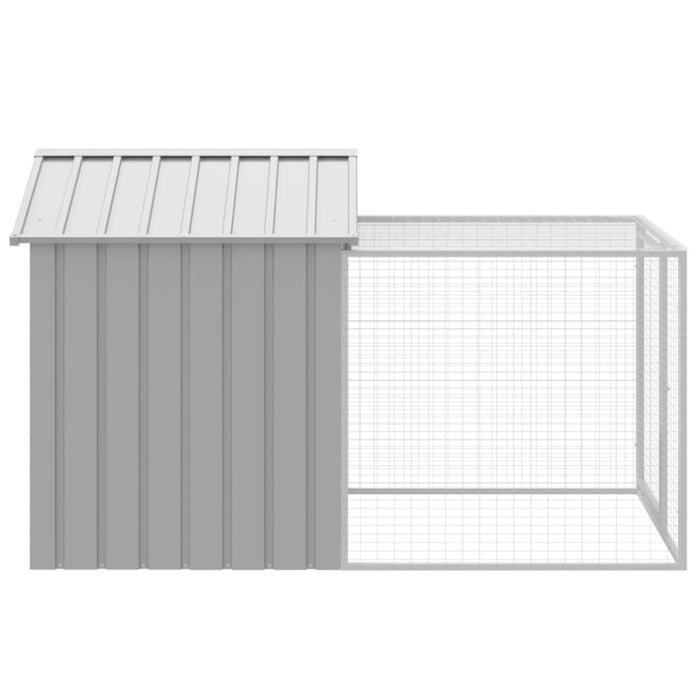 Chicken Cage With Run Light Grey 117x201x123 Cm Galvanised