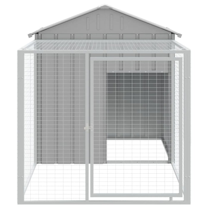 Chicken Cage With Run Light Grey 117x201x123 Cm Galvanised