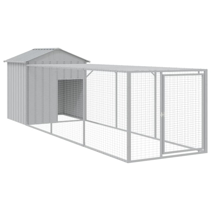 Chicken Cage With Run Light Grey 117x405x123 Cm Galvanised
