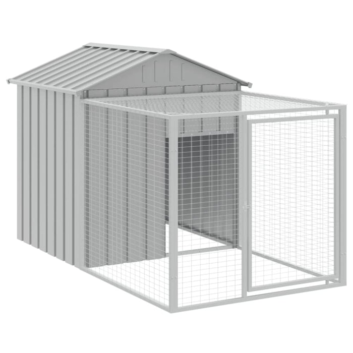 Chicken Cage With Run Light Grey 117x405x123 Cm Galvanised