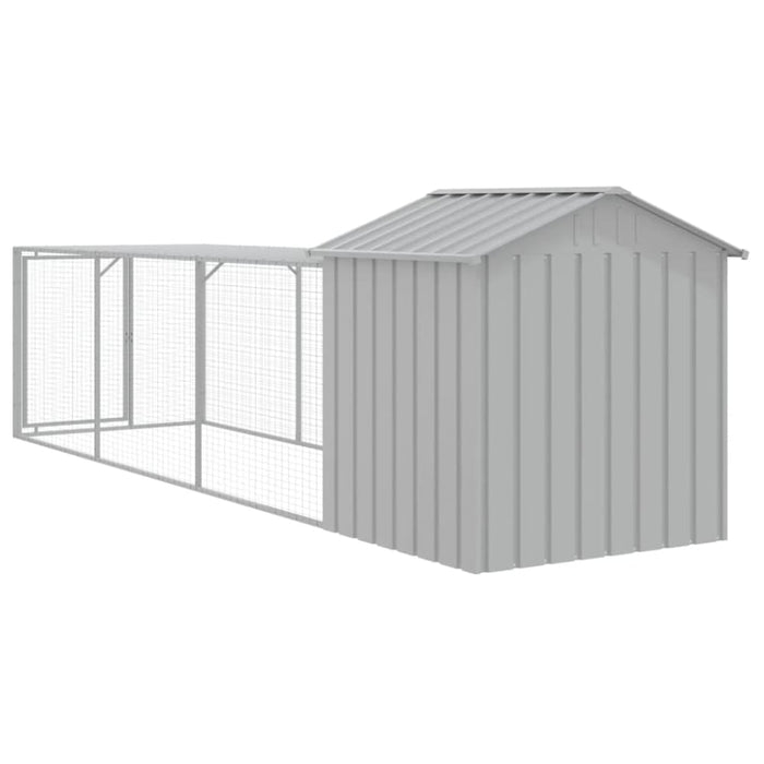 Chicken Cage With Run Light Grey 117x405x123 Cm Galvanised