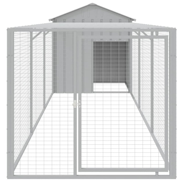 Chicken Cage With Run Light Grey 117x405x123 Cm Galvanised