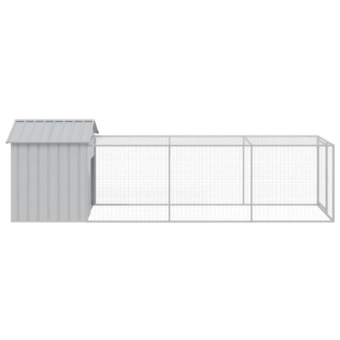 Chicken Cage With Run Light Grey 117x405x123 Cm Galvanised