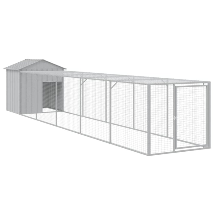 Chicken Cage With Run Light Grey 117x609x123 Cm Galvanised