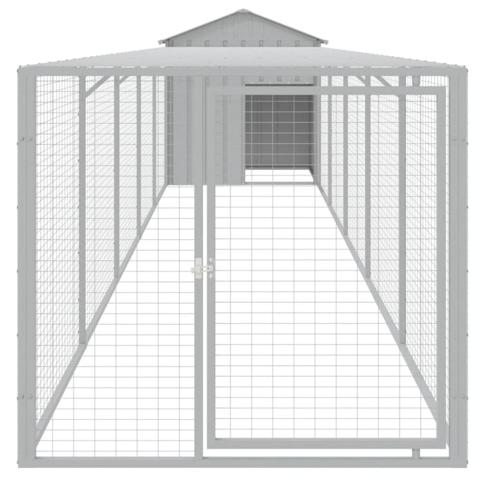 Chicken Cage With Run Light Grey 117x609x123 Cm Galvanised